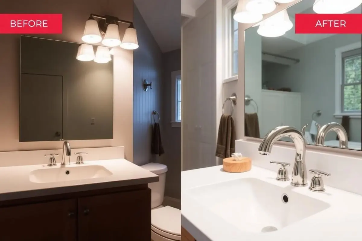Before and after bathroom fix