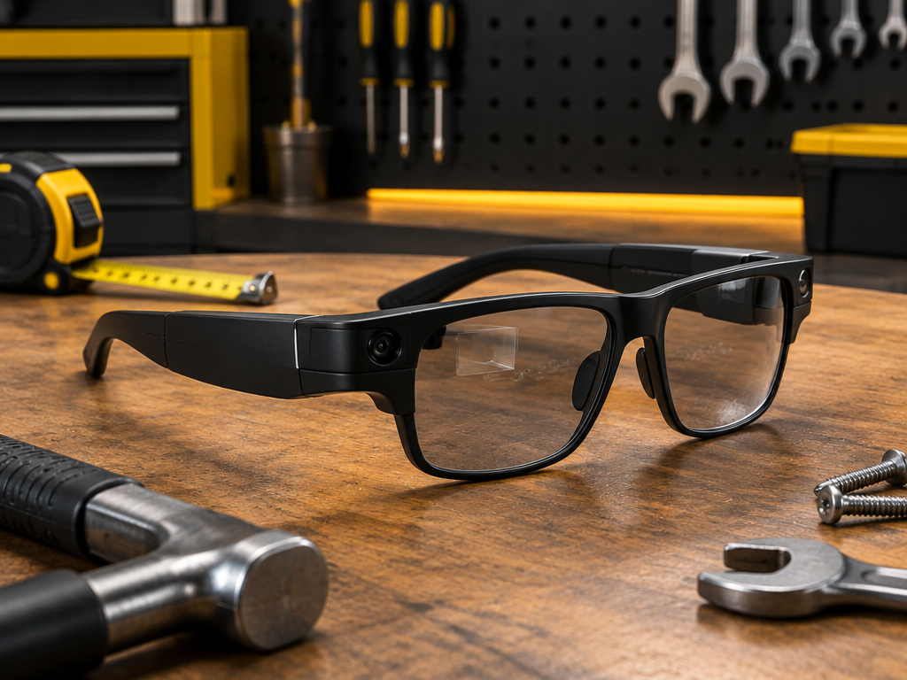 Smart glasses on a workshop bench